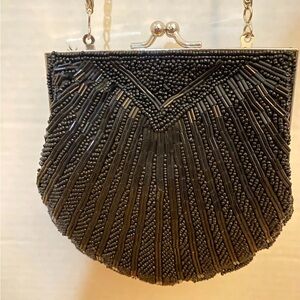 Elegant Black Beaded Clutch